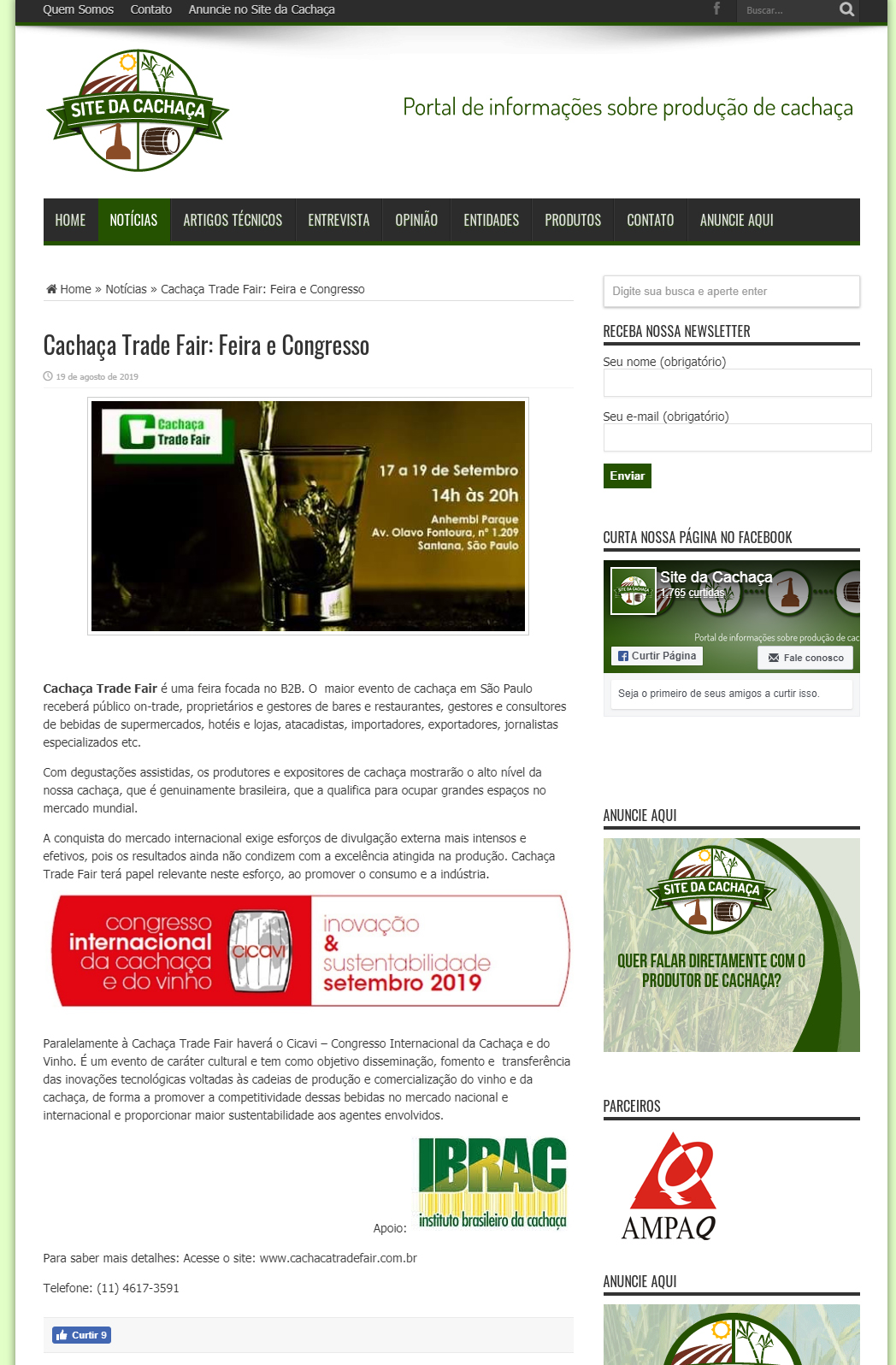 Site da Cachaça