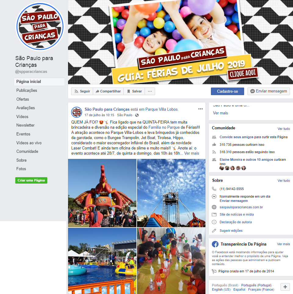 Fanpage São Paulo para Crianças