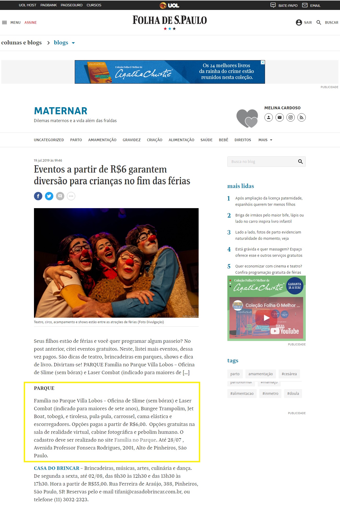 Folha de São Paulo – Maternar online