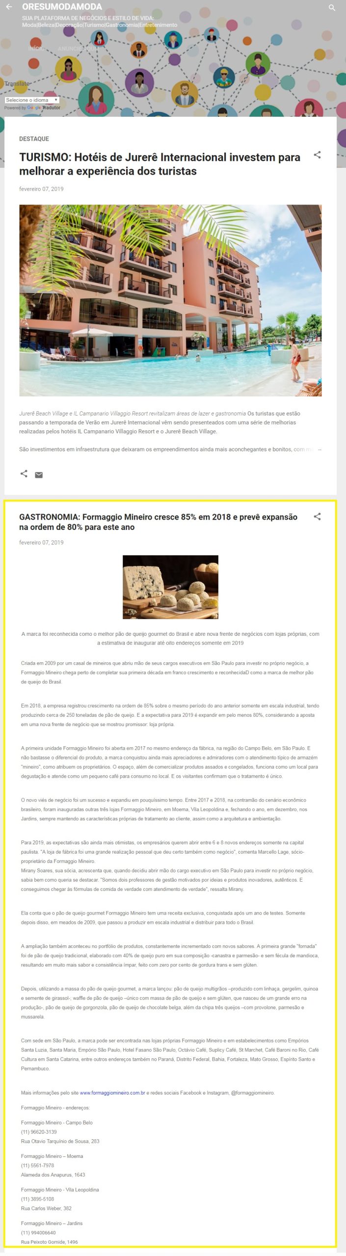 Porta Resumo da Moda