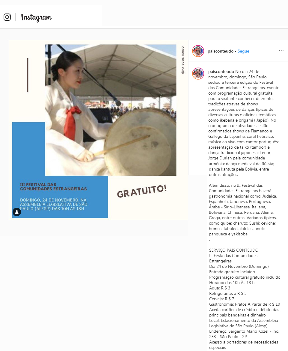 Instagram Pais Conteúdo