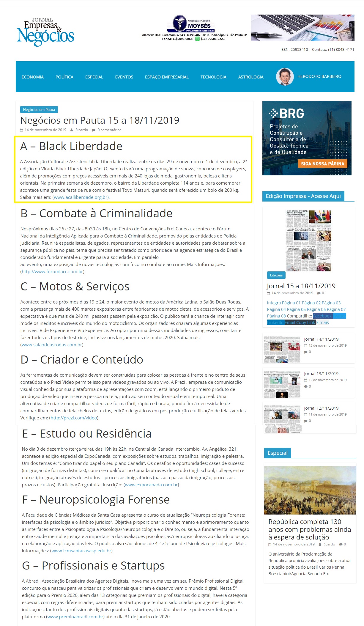 Jornal Empresas & Negócios online