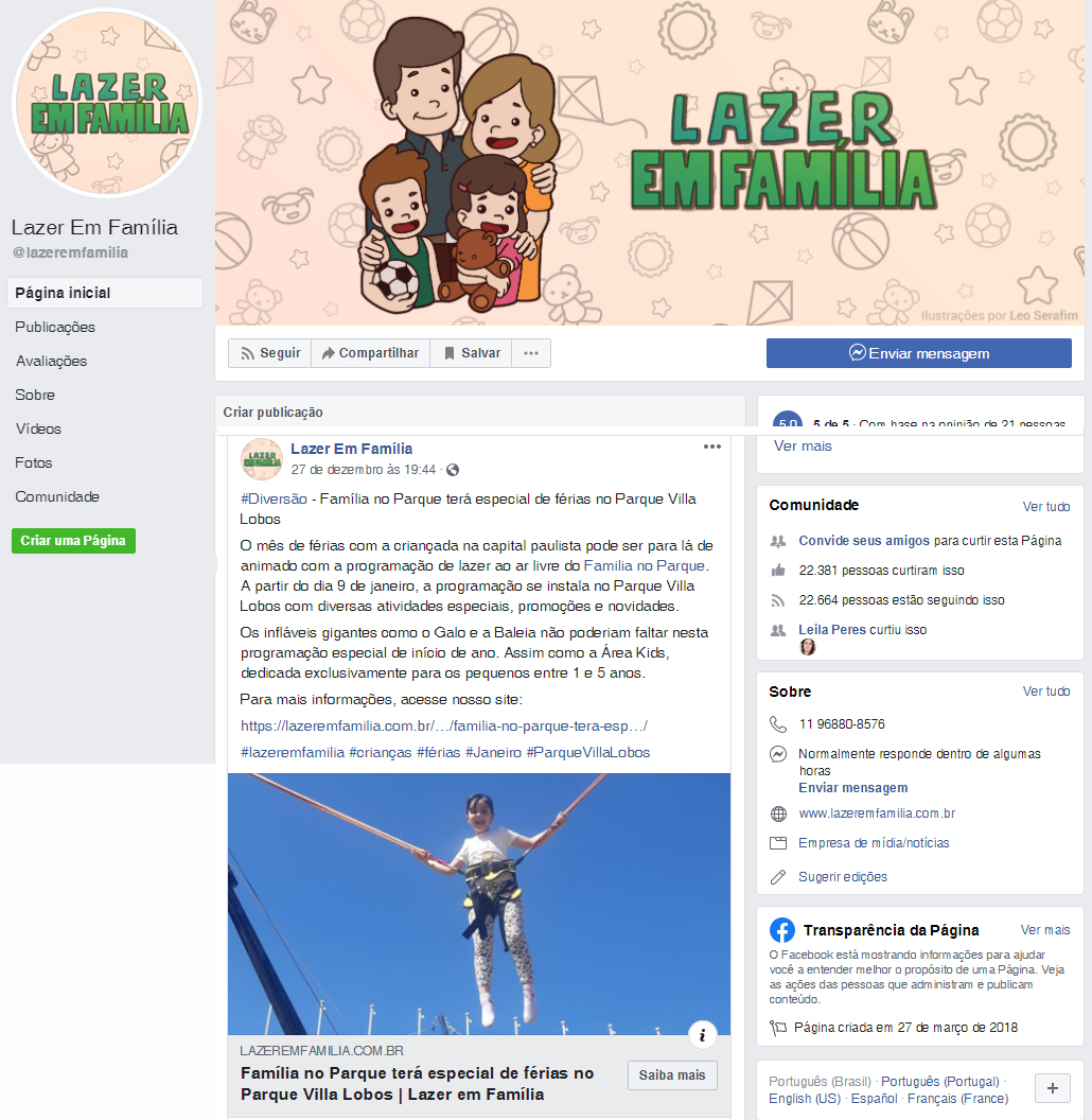 Fanpage Lazer em Família