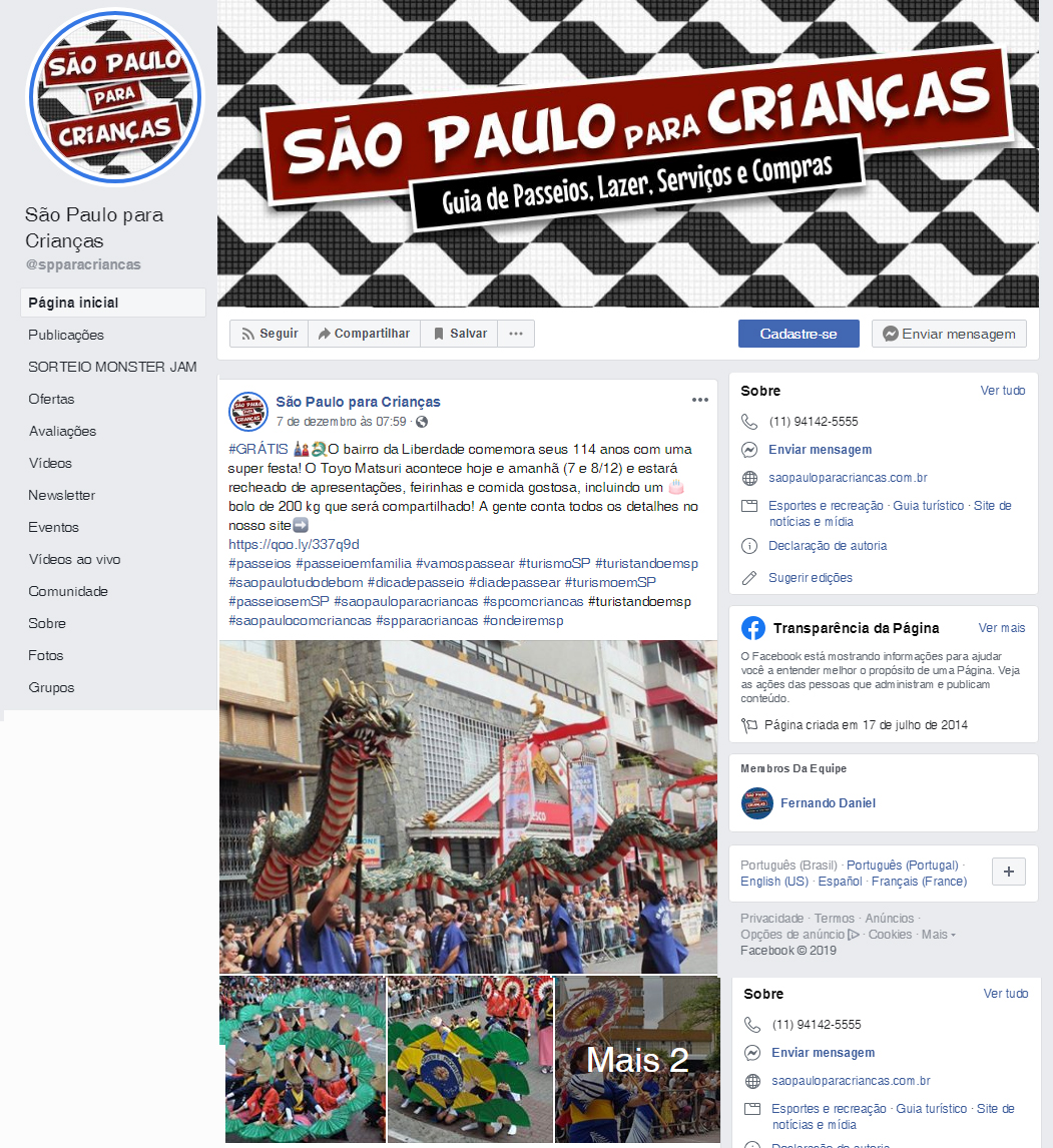 Fanpage São Paulo para Crianças