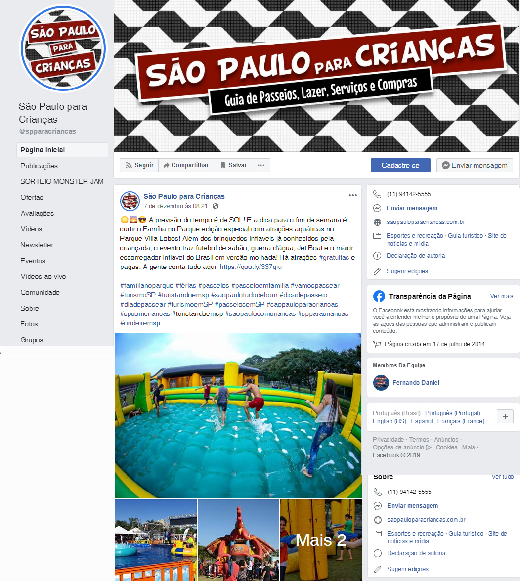 Fanpage São Paulo para Crianças