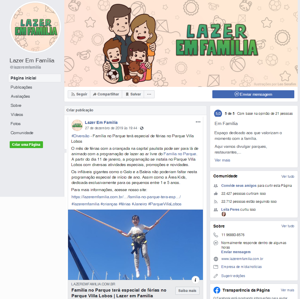 Fanpage Lazer em Família