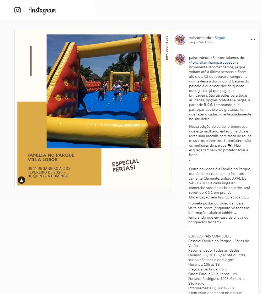 Instagram Pais Conteúdo