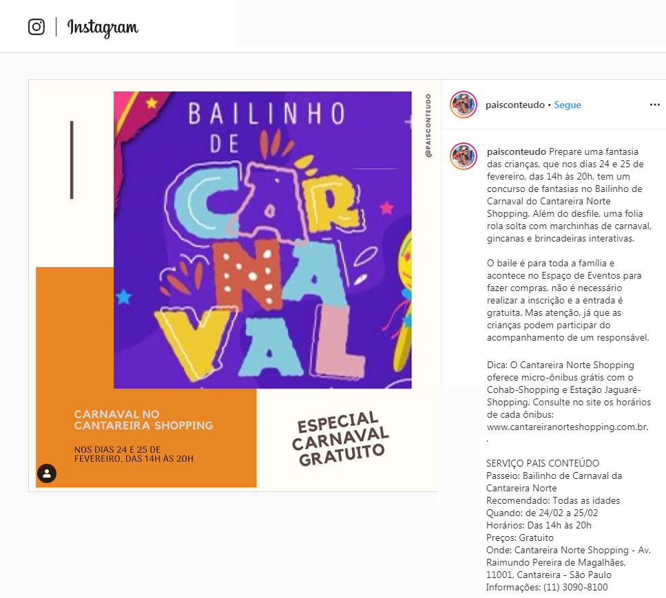 Instagram Pais Conteúdo