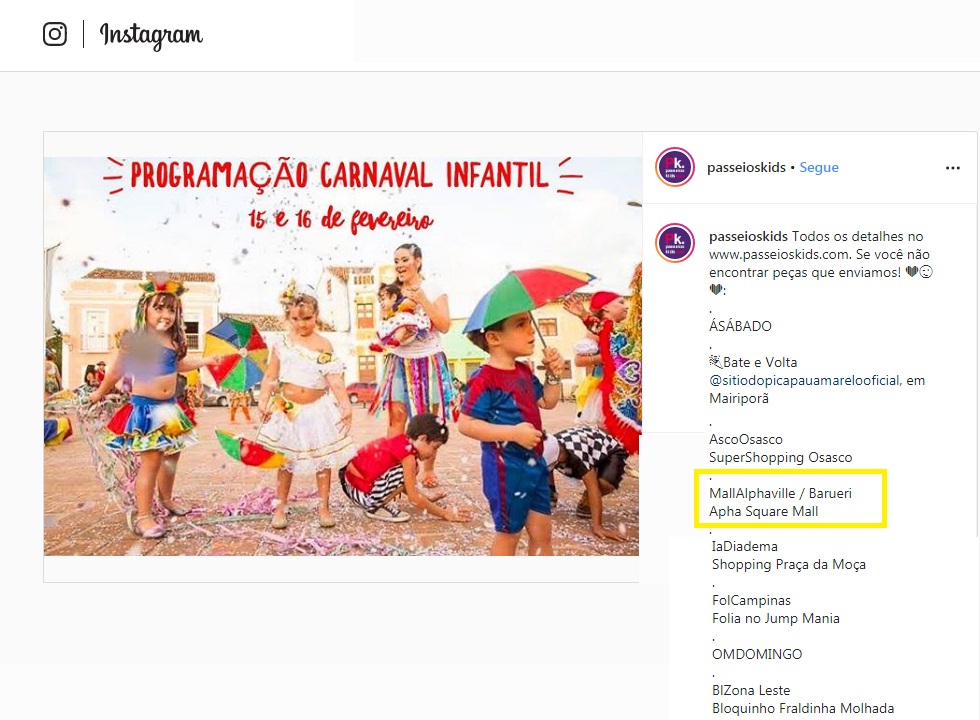 Instagram Passeios Kids