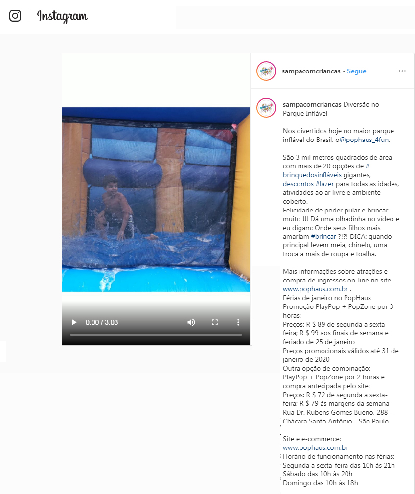 Instagram Sampa com Crianças