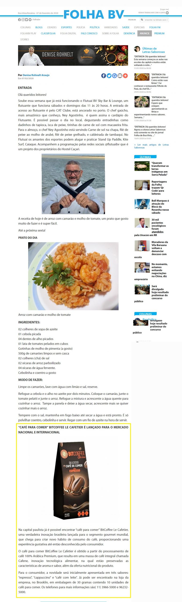 Jornal Folha BV online