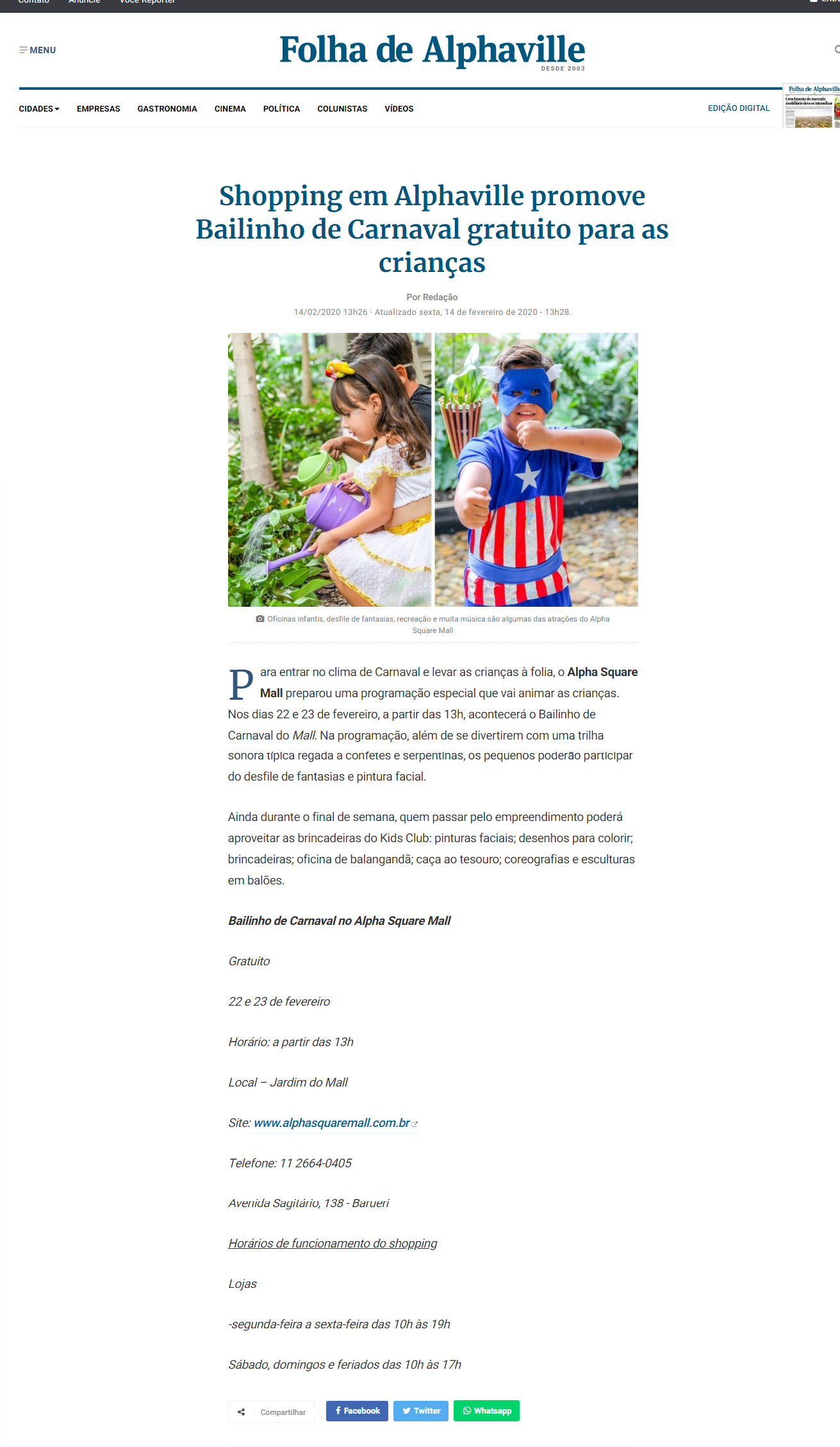 Jornal Folha e Alphaville online