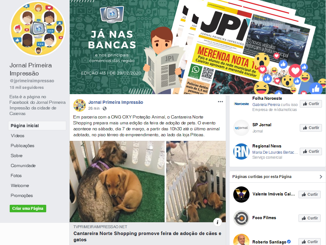 Fanpage Jornal Primeira Impressão