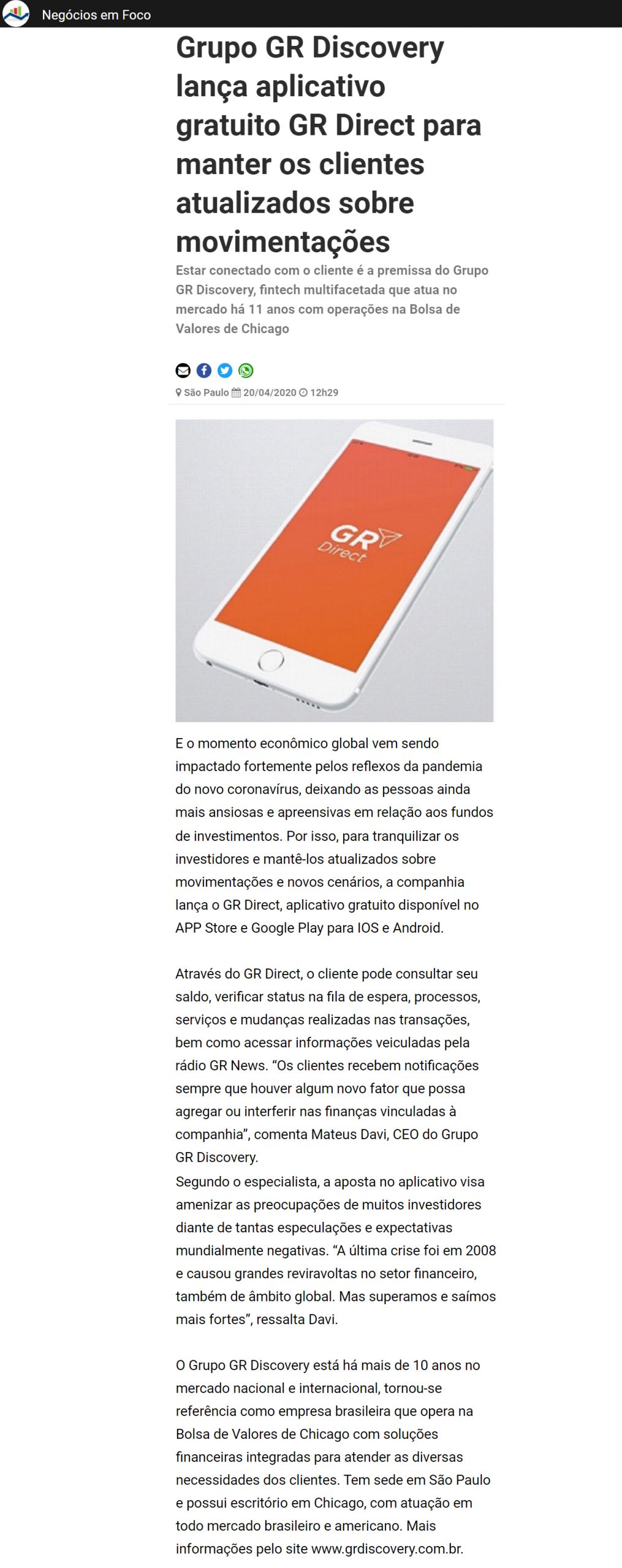 Portal Negócios em Foco