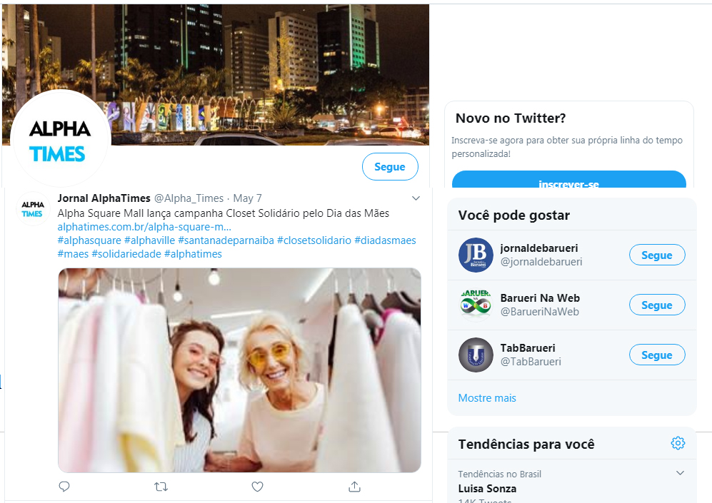 Twitter Jornal Alpha Times