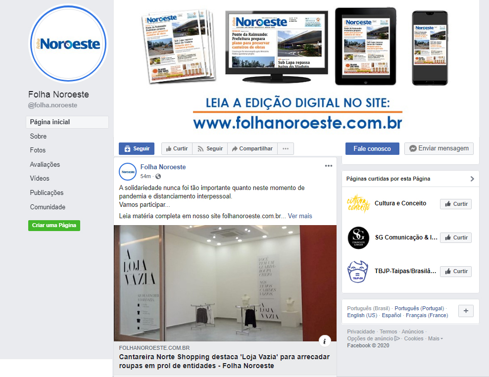 Fanpage Folha Noroeste