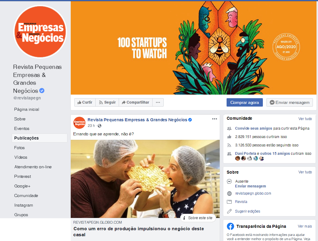Fanpage Revista Pequenas Empresas & Grandes Negócios