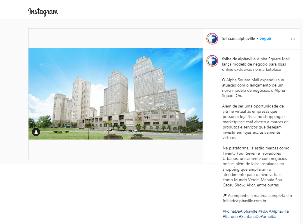 Instagram Folha de Alphaville