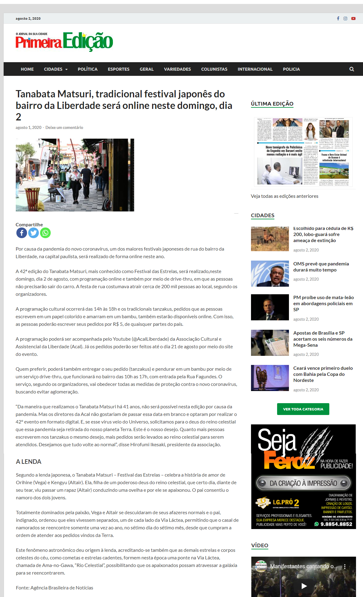 Jornal Primeira Edição online