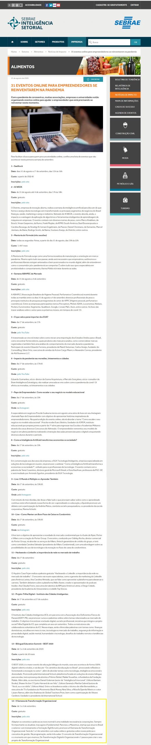 Portal Sebrae Inteligência Setorial