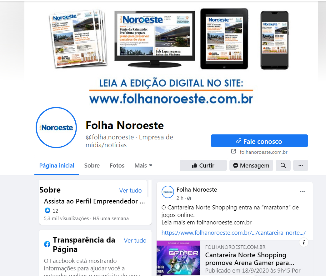 Fanpage Folha Noroeste