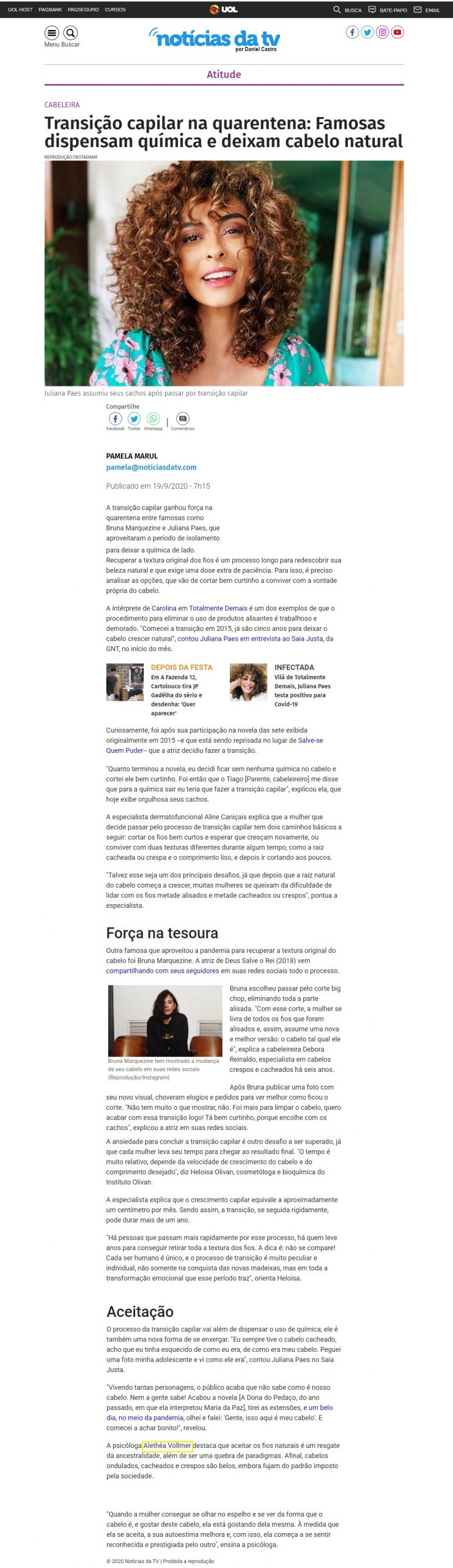 Portal Uol – Notícias da TV