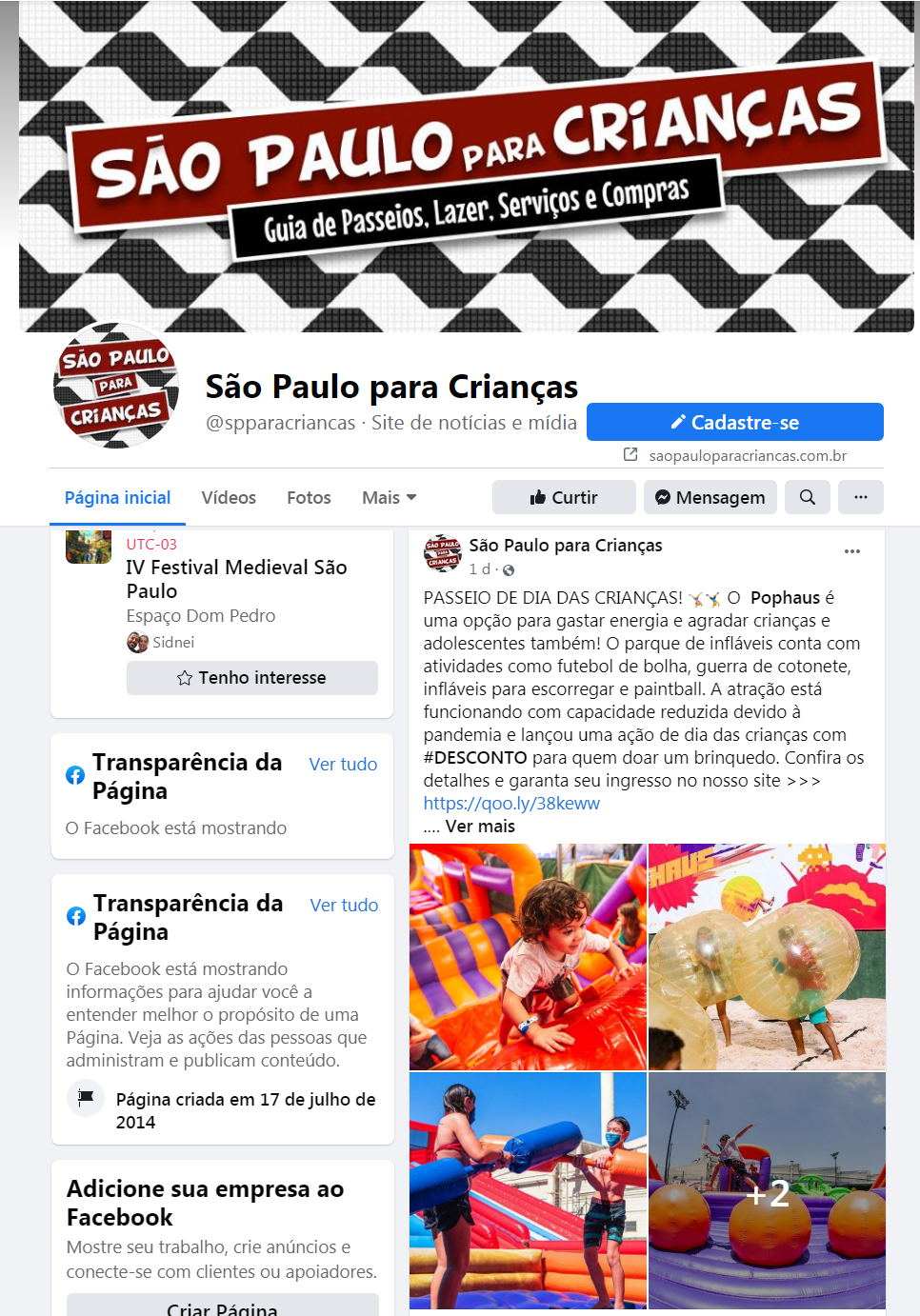Fanpage São Paulo para Crianças