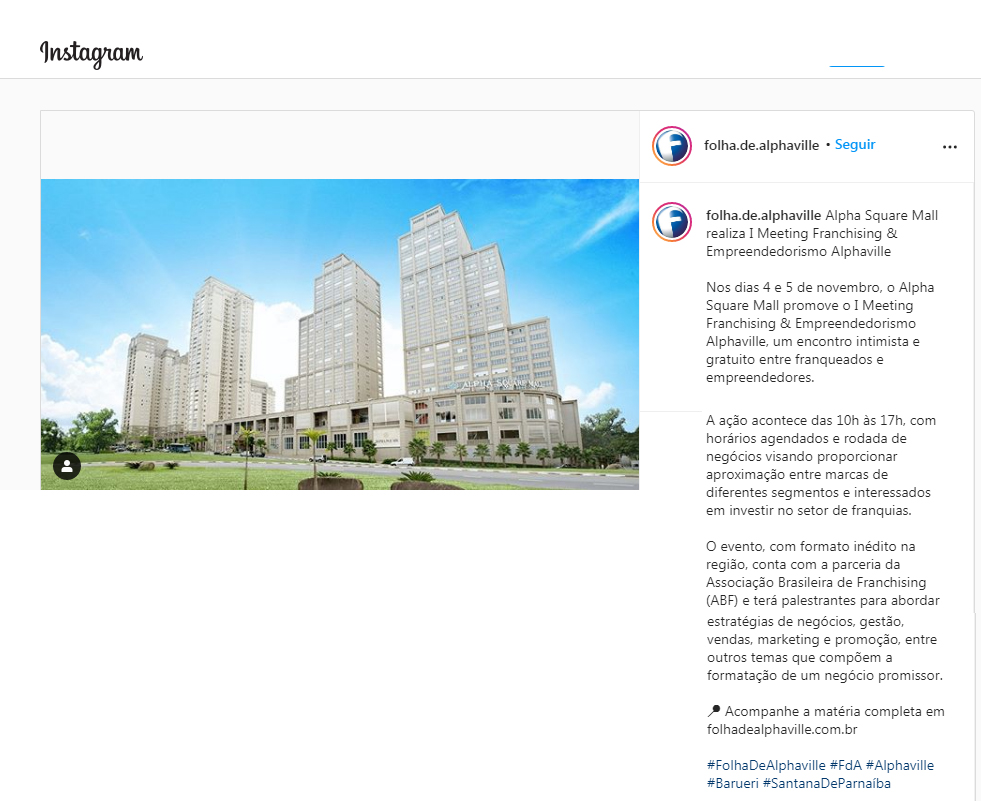 Instagram Folha de Alphaville