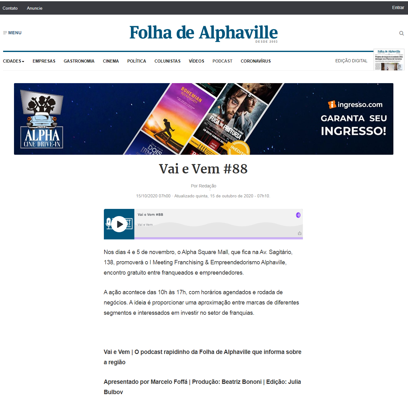 Jornal Folha de Alphaville online