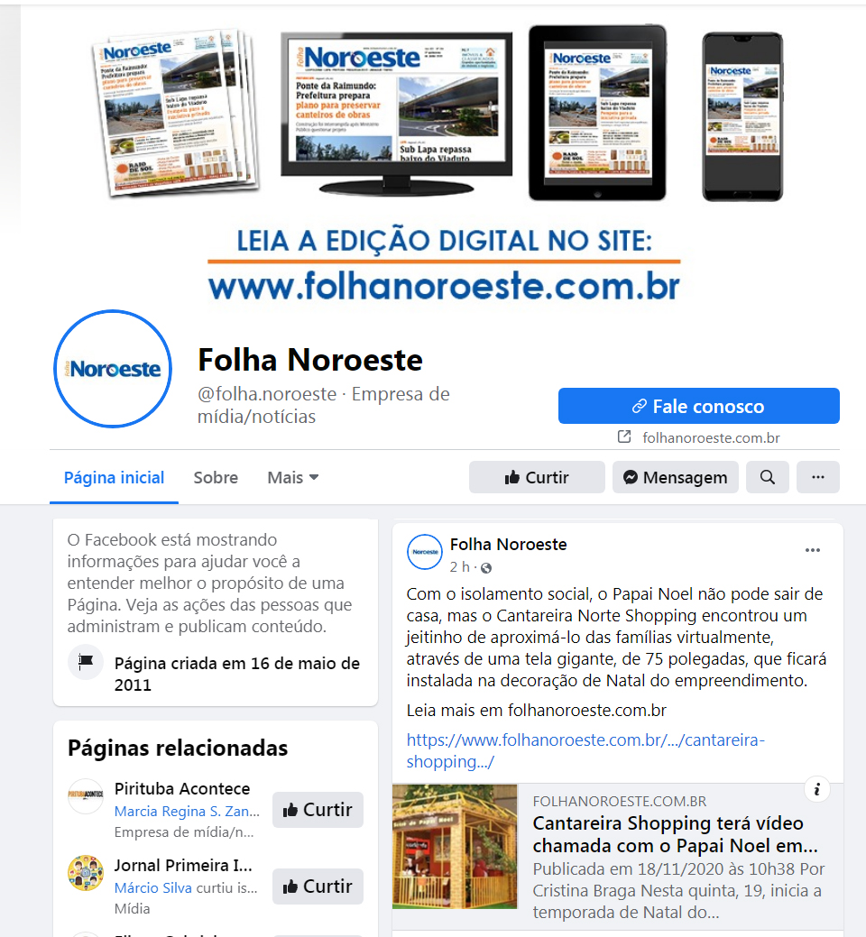 Fanpage Folha Noroeste