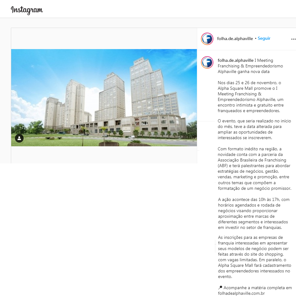 Instagram Folha de Alphaville