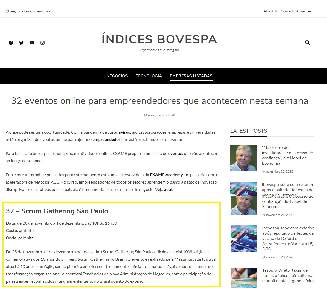 Portal Índice Bovespa