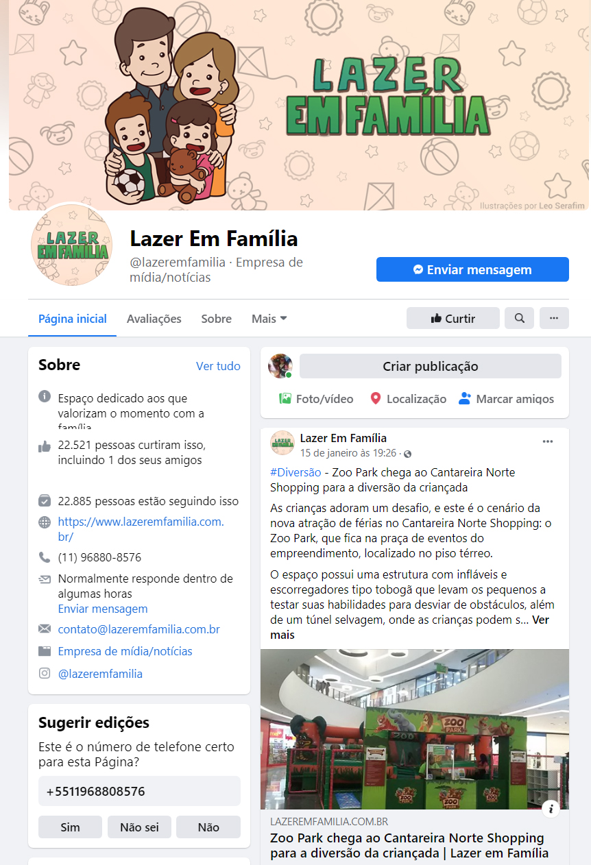 Fanpage Lazer em Família