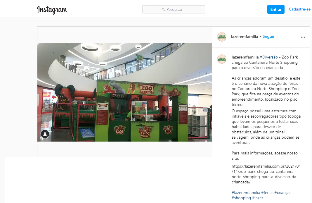 Instagram Lazer em Família