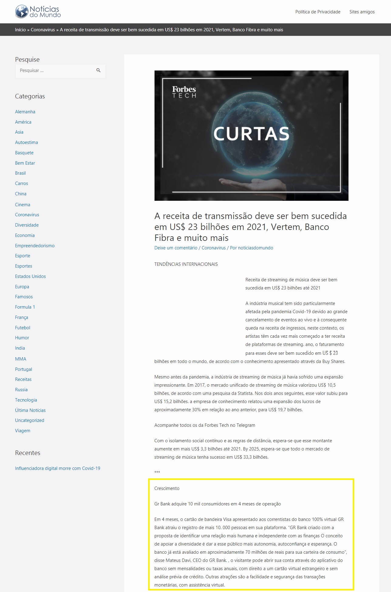 Portal Notícias do Mundo