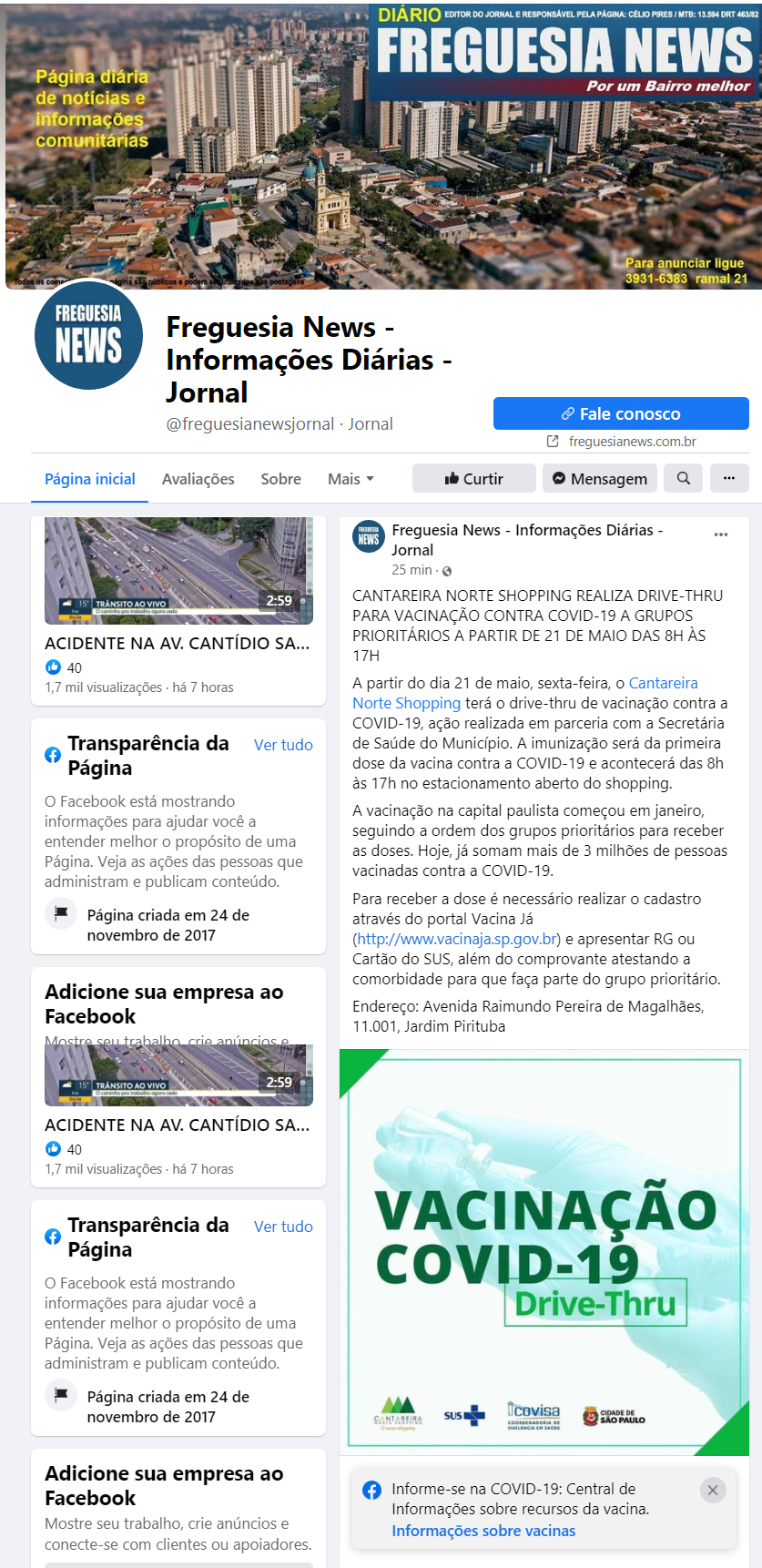 Fanpage Freguesia News – Informações Diárias