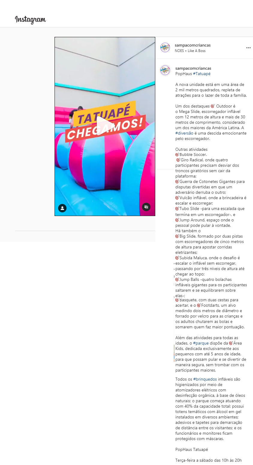 Instagram São Paulo para Crianças