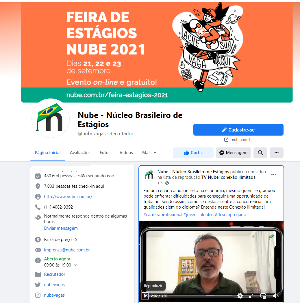 Fanpage Nube – Núcleo Brasileiro de Estágio