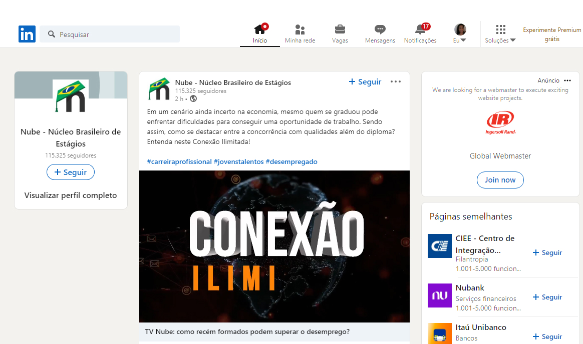Linkedin Nube – Núcleo Brasileiro de Estágios