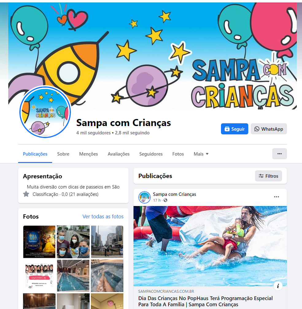 Fanpage Sampa com Crianças