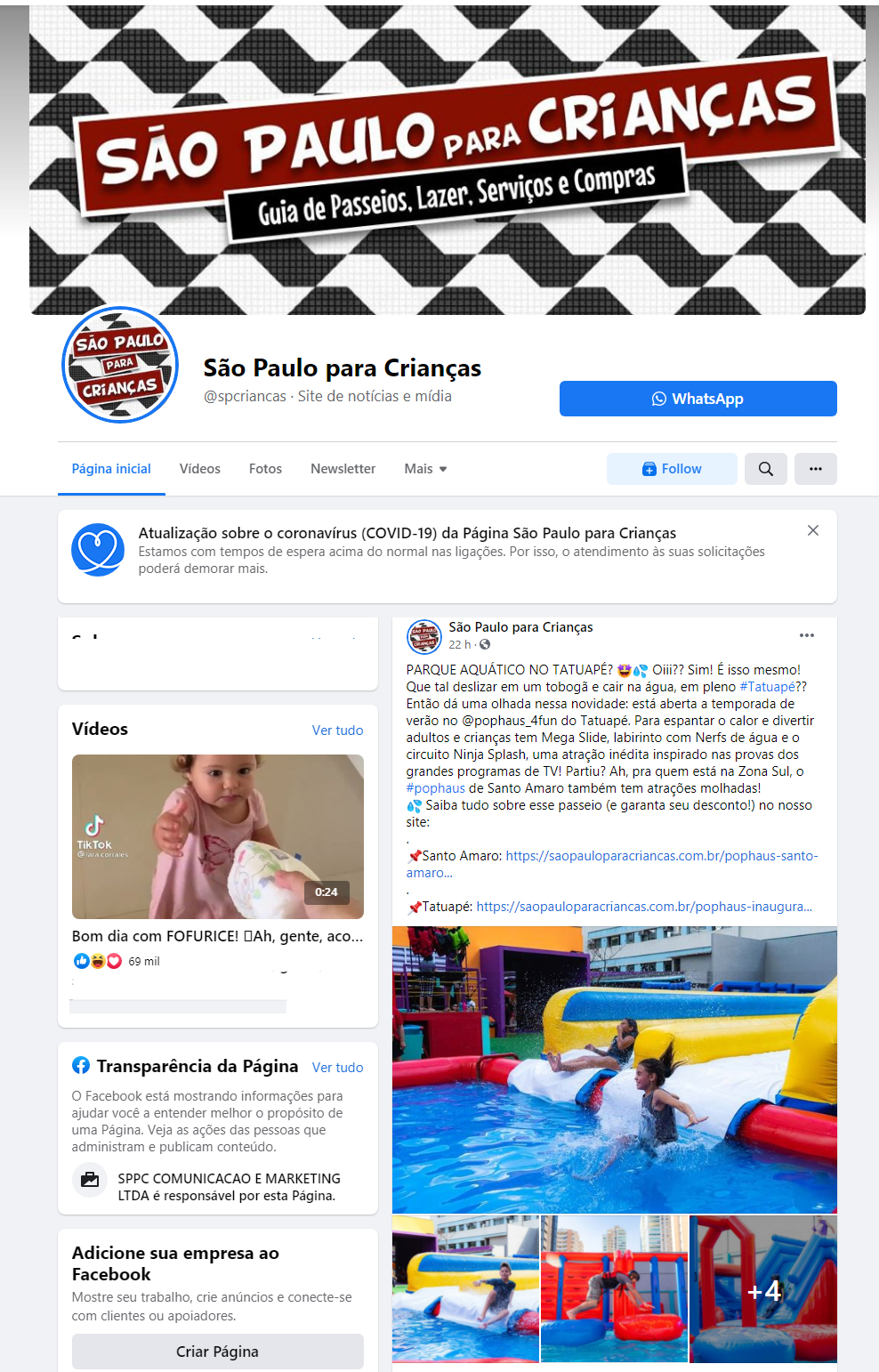 Fanpage São Paulo para Crianças