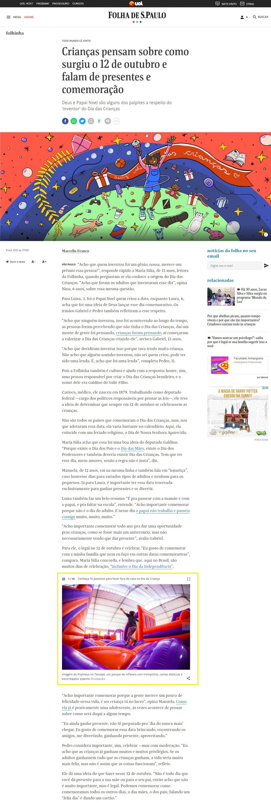 Portal Folha de S.Paulo – Folhinha