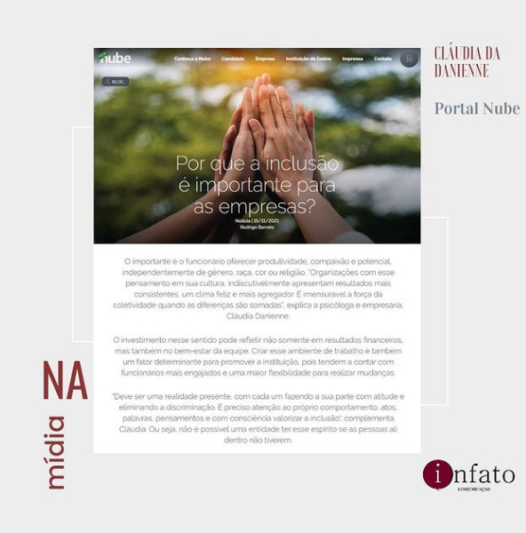 Cláudia Danienne no Portal Nube Vagas – Novembro.2021