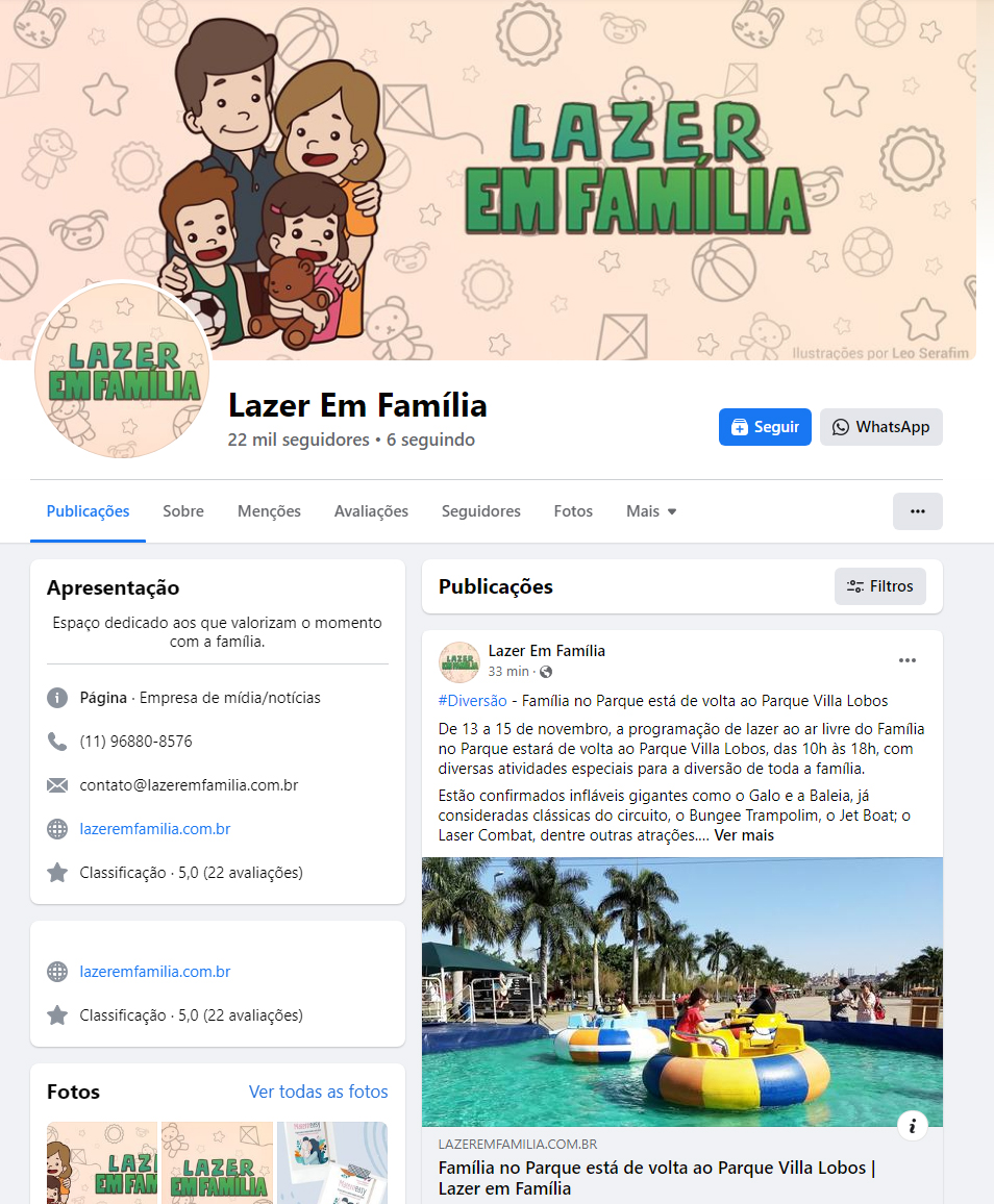 Fanpage  Lazer em Família