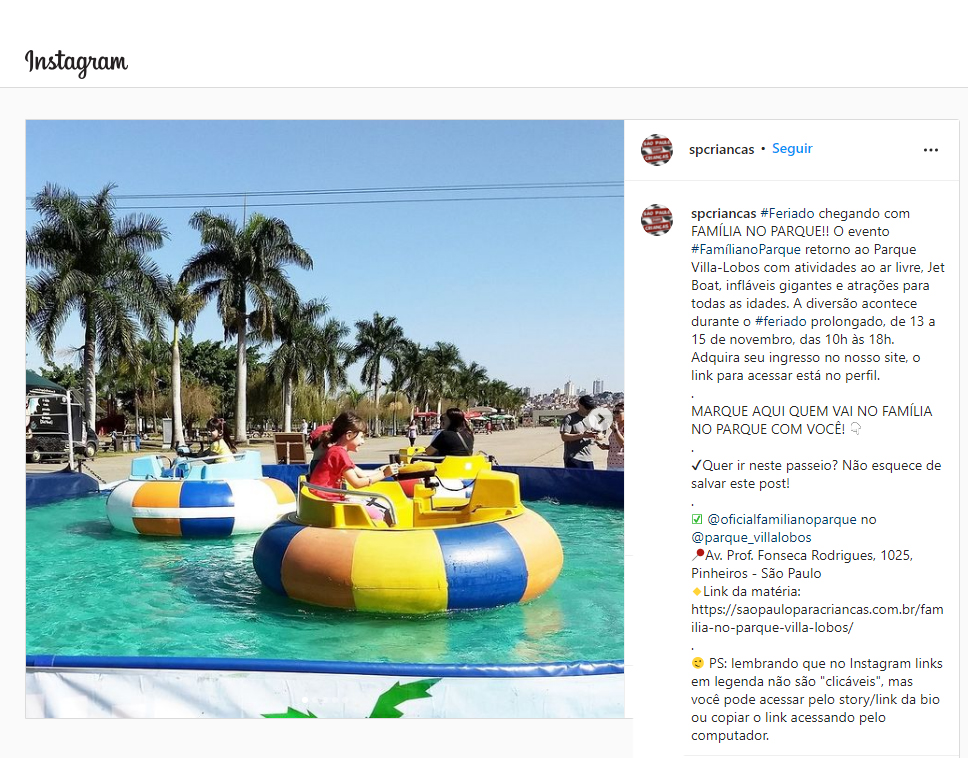 Instagram São Paulo para Crianças