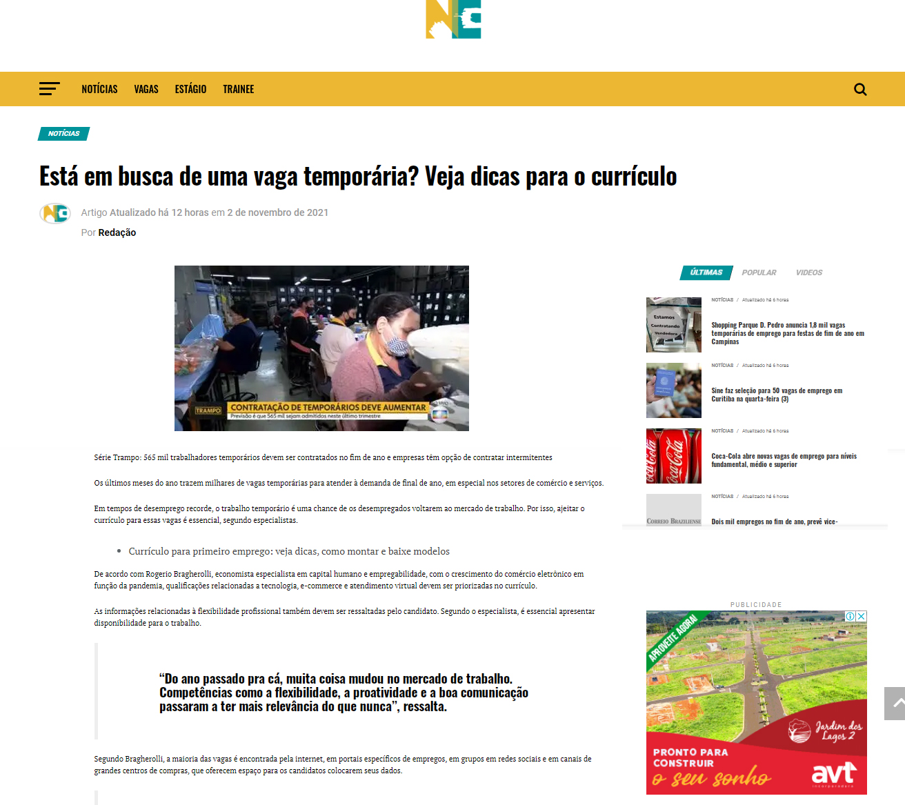 Portal Notícias de Emprego